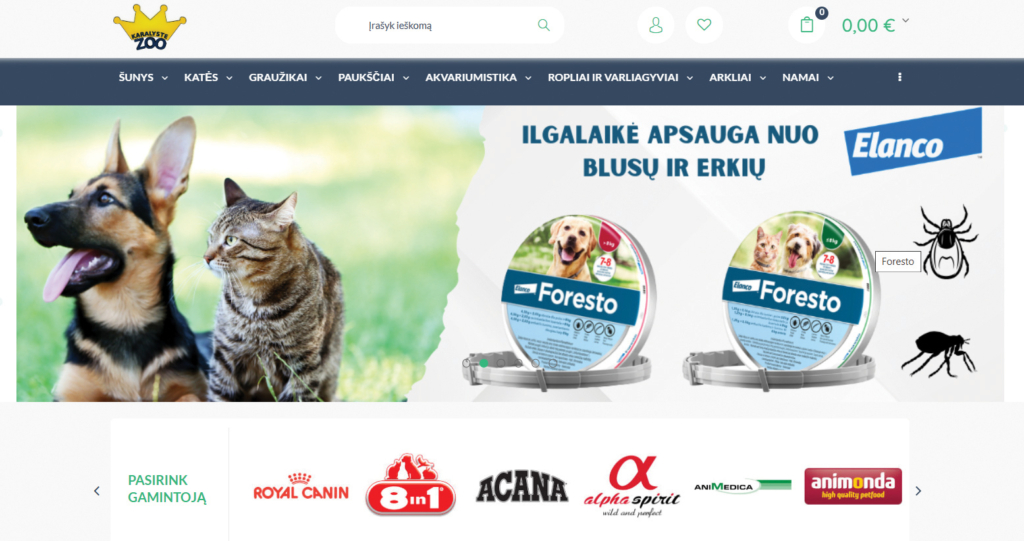 Litewska wersja sklepu internetowego ZooArt