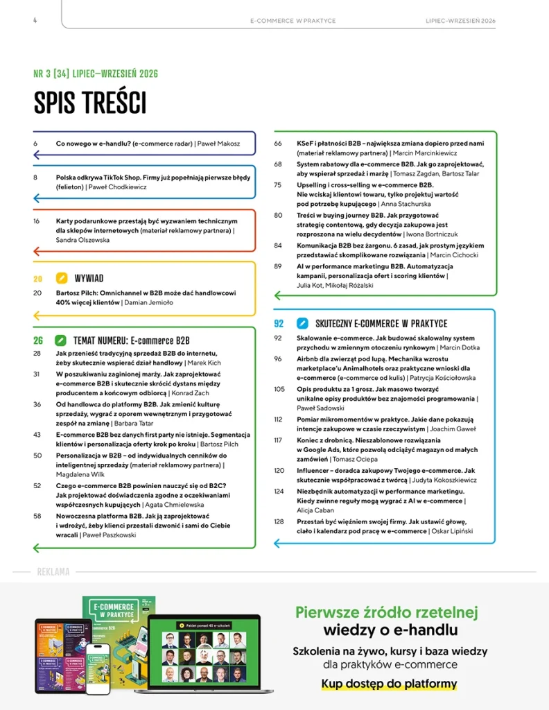 spis treści E-commerce w Praktyce nr 34
